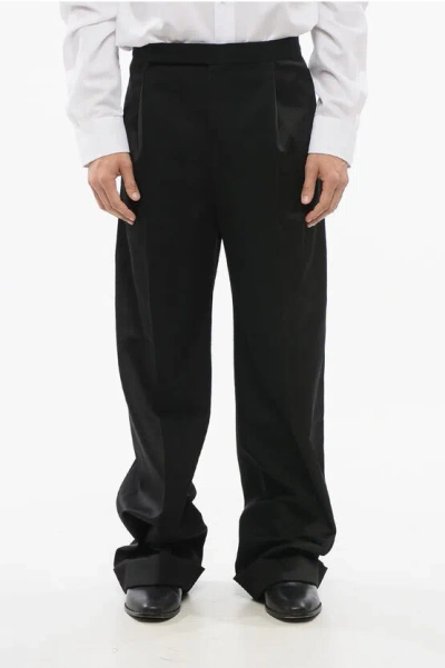 Saint Laurent Satin And Wool Pants With Hidden Closure