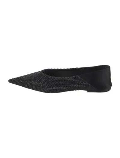 Pre-owned Saint Laurent Satin Ballet Flats In Black