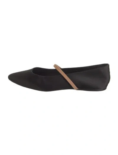 Pre-owned Saint Laurent Satin Ballet Flats In Black