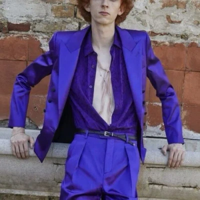 Pre-owned Saint Laurent Satin Blazer In All Sizes In Blue
