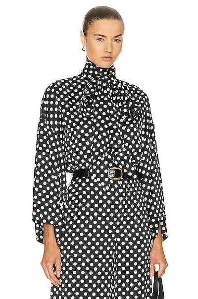 Saint Laurent Polka Dotted Satin Blouse In Black