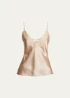Saint Laurent Women's Lace Trim Top In Taupe