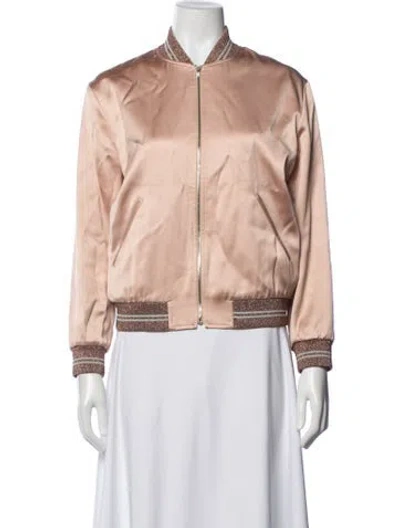Pre-owned Saint Laurent Satin Bomber Jacket In Pink
