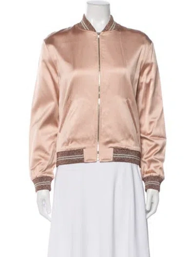 Pre-owned Saint Laurent Satin Bomber Jacket In Pink