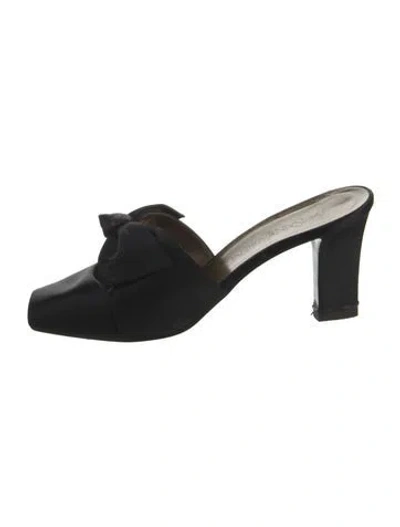 Pre-owned Saint Laurent Satin Bow Accents Mules In Black