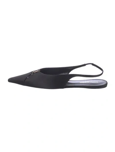 Pre-owned Saint Laurent Satin Bow Accents Slingback Flats In Black