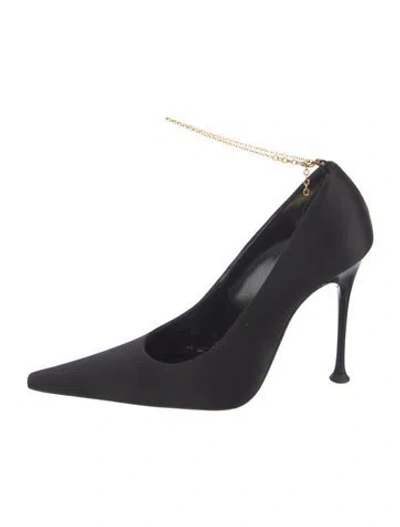 Pre-owned Saint Laurent Satin Chain-link Accents Pumps In Black