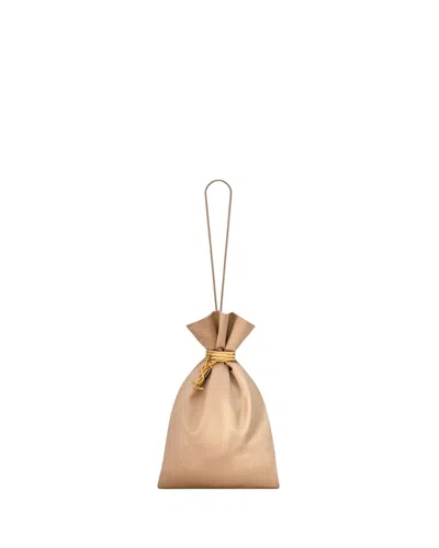Saint Laurent Satin Clutch In Nude