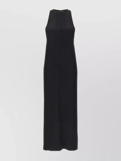 Saint Laurent Back-tie Satin Crepe Dress In Black
