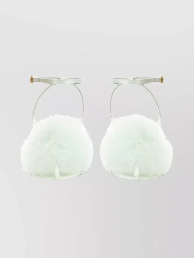 Saint Laurent Satin Crepe Stiletto Sandals With Ankle Strap In Blue