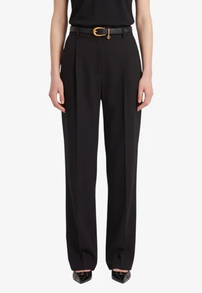 Saint Laurent Satin Crepe Tailored Pants In Black