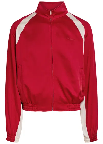 Saint Laurent Satin-crepe Track Jacket In Red