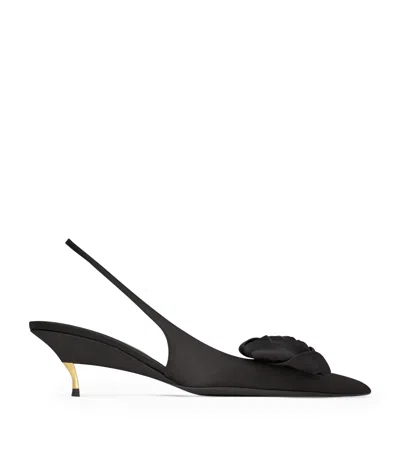 SAINT LAURENT SATIN DAKOTA SLINGBACK PUMPS 50