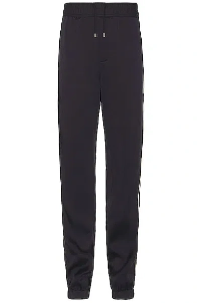 Saint Laurent Satin Detail Piping Sweatpants In Marine Force
