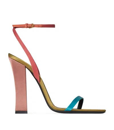 Saint Laurent Satin Dominique Sandals 110 In Blue