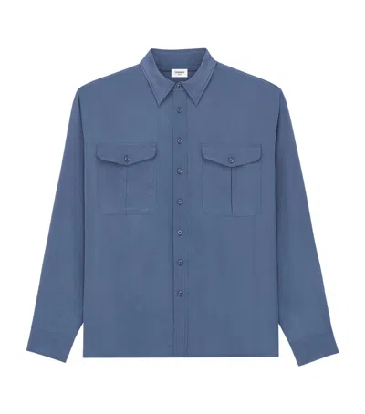 Saint Laurent Certified Viscose And Silk Shirt In Blue