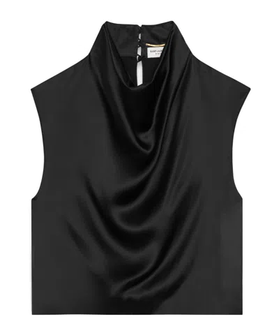 SAINT LAURENT SAINT LAURENT COWL-BACK CROP TOP