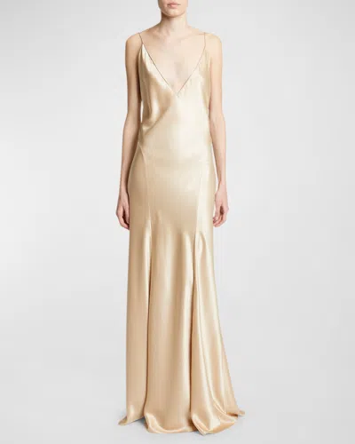 SAINT LAURENT SATIN DROP WAIST GOWN