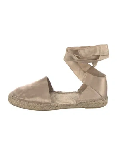 Pre-owned Saint Laurent Satin Espadrilles In Neutrals