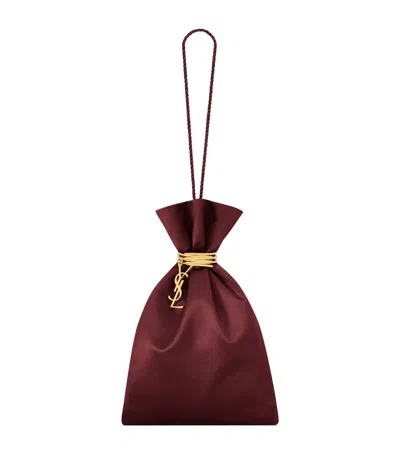 Saint Laurent Satin Evening Clutch Bag In Red