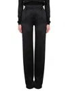 Saint Laurent Satin Flared Pants In Black