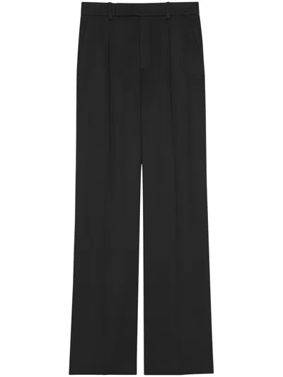 Saint Laurent Satin Flared Pants In Black