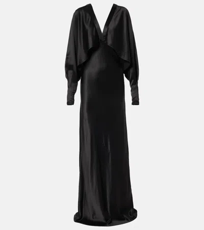 Saint Laurent Satin Gown In Black