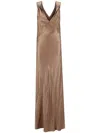 Saint Laurent Satin Gown In Neutrals