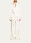 Saint Laurent Satin Crepe Hooded Jacket In Cream