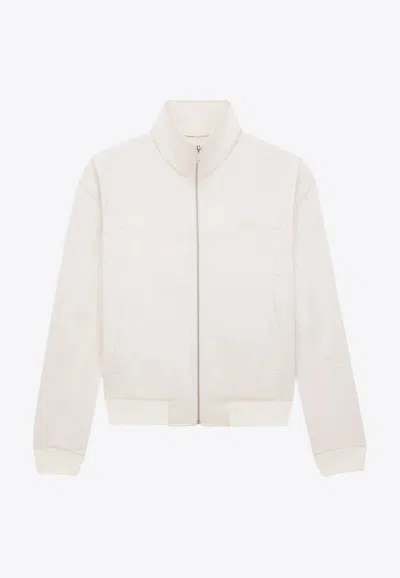 SAINT LAURENT SATIN JACKET WITH LOGO-EMBROIDERY