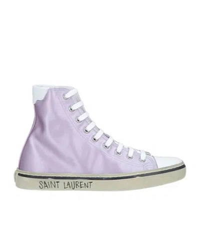 Saint Laurent Satin Leather High-top Sports Shoes In Purple