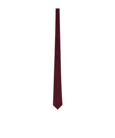 Saint Laurent Tie In Silk Satin In Burgundy