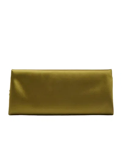 Saint Laurent Satin Long Clutch Bag In Brown