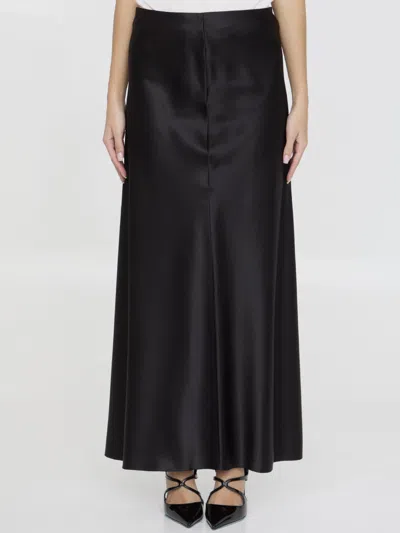 Saint Laurent Slit Detailed Skirt In Black