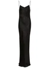Saint Laurent Long Cowl-back Dress In Iridescent Satin In Black