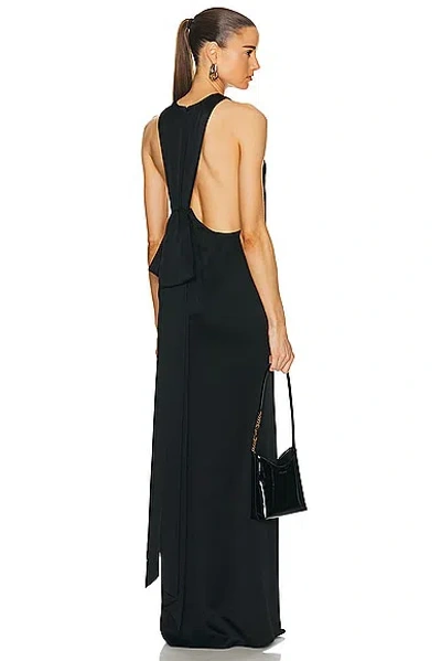 Saint Laurent Satin Maxi Dress In Noir