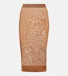 Saint Laurent Knitted High-rise Midi Skirt In Brown