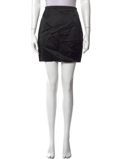 Pre-owned Saint Laurent Satin Mini Skirt In Black