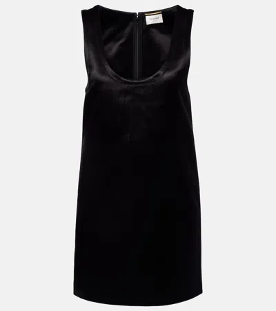 Saint Laurent Satin Minidress In Black