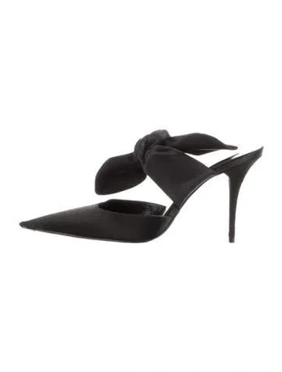Pre-owned Saint Laurent Satin Mules In Black