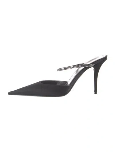 Pre-owned Saint Laurent Satin Mules In Black