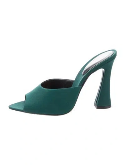 Pre-owned Saint Laurent Satin Mules In Green