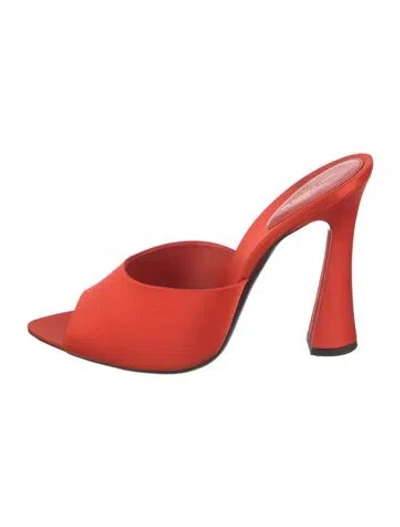 Pre-owned Saint Laurent Satin Mules In Orange