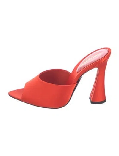 Pre-owned Saint Laurent Satin Mules In Orange