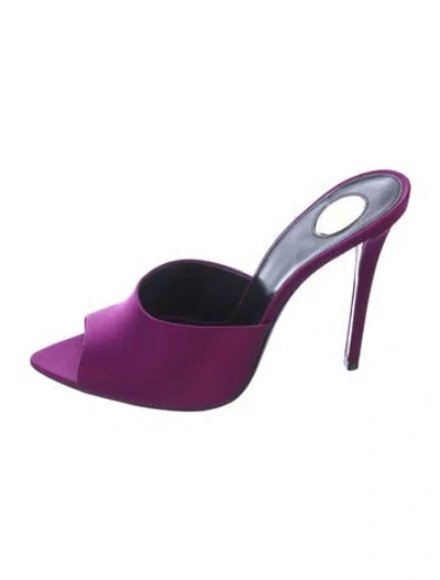 Pre-owned Saint Laurent Satin Mules In Purple