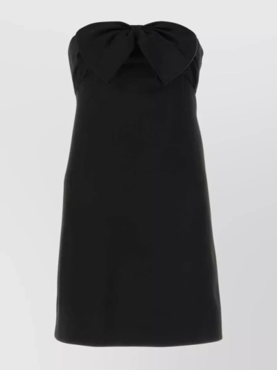 Saint Laurent Satin Noir Mini Robe In Black