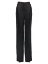 Saint Laurent Pleated Cashmere Wide-leg Pants In Black