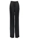 Saint Laurent Black Satin Loose Trousers In Black
