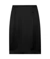 Saint Laurent Satin Pencil Midi Skirt In Black