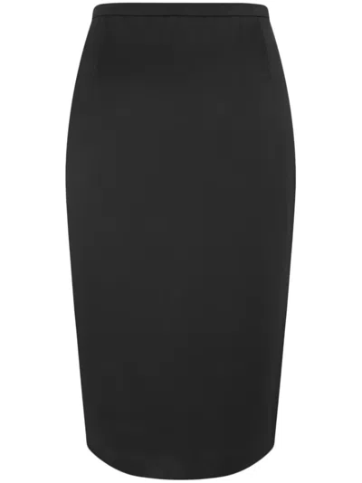 SAINT LAURENT SATIN PENCIL MIDI SKIRT